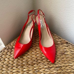 Patten Red sling back low pumps